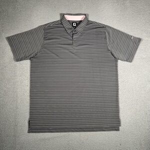 FootJoy FJ‎ Shirt Mens XL Gray Striped Golf Performance Stretch Polo Logo Casual
